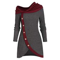 Aniywn Women Mock Neck Asymmetric Tops,Women Plus Size Autumn Winter Long Sleeve Sweatshirt Gray