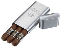 Personalized Prato Brushed Stainless Steel 3 Finger Cigar Case