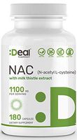 Deal Supplement N-Acetyl L-Cysteine (NAC) with Milk Thistle Extract, 1100mg per Serving, 180 Capsules,Maximum Promote Liver and Lung Function Non-GMO, Made in USA (1)