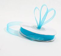 25 Yard Spools of Elegant Light and Sheer Turquoise Organza Ribbon- 4 Spools 3/8" Wide