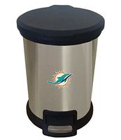 The Furniture Cove New 1.3 Gallon Round Stainless Steel Step Trash Can Waste Basket Featuring Your Choice of a Football Team Logo (Dolphins)
