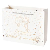 Crisky Welcome to Our Wedding Gift Bags for Hotel Guests, 25 Pcs, White Bag & Rose Gold Foil Text