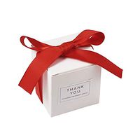 Beadthoven 50pc Paper Candy Favor Gift Boxes with Ribbons Cube Decorative Treat Box 2.4x2.4x2.4" Inch for Cakes Cookies Goodies Party Wedding Birthday Favor Red