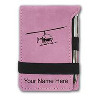 Mini Notepad, Helicopter 2, Personalized Engraving Included (Pink)