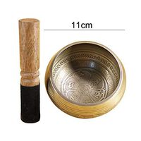 Flsell - Bowls - Tibetan Copper Buddhist Hand Carved Yoga Meditation Sound Therapy Healing Singing Bowl Useful - Rice Feather Robe Buddhist Therapy Bowl Tibetan Steel Japanese Handle Monk Large Chin