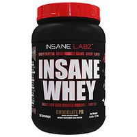 Insane Labz Insane Whey,100% Muscle Building Whey Protein, Natural Flavors,Pre or Post Workout, BCAA Amino Profile, Mass Gainer, Meal Replacement,Kosher Halal Approved,2 lbs, Chocolate Peanut Butter