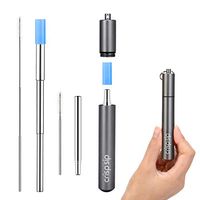 Crisp Sip Metal Straw Collapsible Reusable with Compact Travel Case and Cleaning Brush (Charcoal, 1)