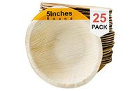 Simply Greenware Palm Leaf Bowls - 25 Count, 5 Inch Round, 1.5 Inches Deep, Biodegradable Cereal & Salad Bowls, Disposable Soup Bowls for Hot Soup, Rustic as Bamboo Bowls