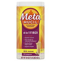 Metamucil Fiber, 4-in-1 Psyllium Fiber Supplement Powder with Coarse Real Sugar, Unflavored Drink, 114 Servings