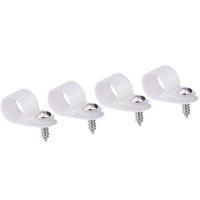 R-Type Cable Clip Wire Clamp 1/2" Nylon Mounting Cord Fastener Clips White Cable Straps with Installing Screws for Wire Management, 60 Pack