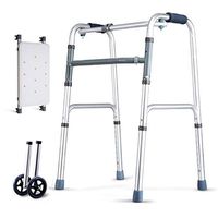 MEI Walker Elderly, Disabled, Wheel, Foot, Replaceable, Crutches, Disabled, Assisted, Leg Workout, Walking Aid, Trolley, Walker, Portable, Collapsible