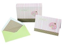 Baby Shower Thank You/Invitation Cards, Envelopes & Keepsake Box (Girl) “Ladybug Lullaby” – 10 Blank Inside Cards w/11 Matching Envelopes – Baby Shower Thank You, Invitation, Stationery Note Cards
