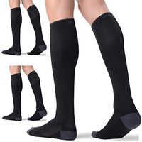 3 Pairs Compression Socks for Women and Men 20-30mmHg- Circulation and Muscle Support Socks for Travel, Running, Nurse, Medical BLACK S/M