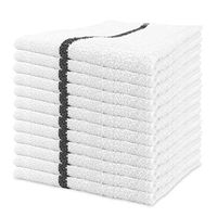 Arkwright Qwick Wick Terry Bar Mop Towel Pack of 12 White Kitchen Towels, Restaurant Cleaning Towels, Rags for Home, Kitchen, Bars (16 x 19 inch) (Black Stripe)