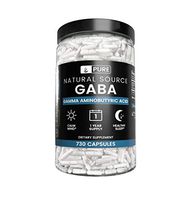 Natural Source GABA, 1-Year Supply, 730 Capsules, No Magnesium or Rice Fillers, Gluten-Free, Non-GMO, Made in The USA, 850mg of Undiluted Gamma-Aminobutyric Acid with No Additives