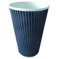 PacknWood Rippled Paper Hot Drink Cup, 16 oz. Capacity, Black (Case of 500)