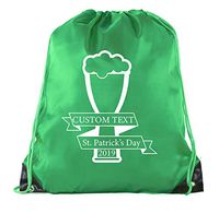 Custom St Patrick's Day Backpack Personalized Drawstring Bags, Reusable Gift bag - 10PK Forest Green CE2500Patty S3