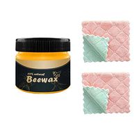 Beeswax - Polishing for Wood and Furniture Care for Home Cleaning Natural Wood Seasoning Beeswax (Beewax+2 Wipers, One Size)