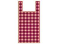 Pack Of 500, Burgundy Gingham T Sack 100% Recycled .75 Mil 11.5 X 6.5 X 22" For Gift Packaging