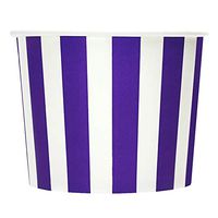 Purple Paper Ice Cream Cups - 16 oz Striped Disposable Cups - Comes in Many Colors - - Frozen Dessert Supplies - Fast Shipping! 50 Count