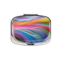 Rex Parker Pill Box - Compact 2 Compartment Medicine Case, Pill Box for Pocket or Purse(Rainbow Painting Art) Rectangular