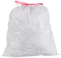 AmazonBasics 13-Gallon Tall Kitchen Trash Bag with Draw String, 0.9 mil, White, 300-Count