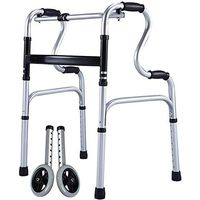 Compact Folding Walker,Elderly Wheeled Walking Aid Old Man Walking Stick Four-Legged Booster