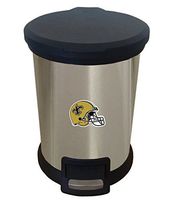 The Furniture Cove New 1.3 Gallon Round Stainless Steel Step Trash Can Waste Basket Featuring Your Choice of a Football Team Logo (Saints Helmet)