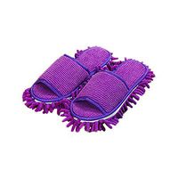 Floor Cleaning Mop Slippers Microfiber Dust Cleaning Tool Shoes for Bathroom, Office, Kitchen, House Polishing Cleaning (S, Purple)