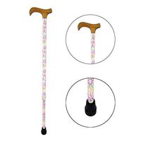 CarePerf Adjustable Telescopic Cane w/Rubber Tip - Lightweight Walking Stick for Petite Women - Tuscany Design - Floral Walking Cane with Wood Handle (24.5 to 33.5 inches)