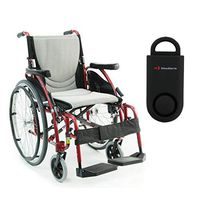 S-Ergo 125 Ergonomic Wheelchair | Seat Size 18" X 17" | Flip-Back Armrest | Swing Away Footrest | Frame Color Red & Free 130 dB Black Personal Safety Alarm/Siren!