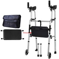Seat & Roller Bar Covers Walker Arm Support Training Adjustable Exercise Children's Walker Folding Easy to Carry Old Crutches Good Helper Disabled Walker (Color : Silver, Size : 5452cm)