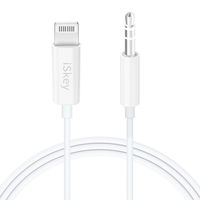 Aux Cord Compatible with iPhone, iSkey Aux Cable to 3.5mm Male Audio Adapter Compatible with iPhone X/XS/XR/8/7/iPad/iPod for Car/Home Stereo, Speaker, Headphone, Support All iOS Version - 3.3ft White