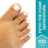 Steins 1/4” Small Fifth Toe Foam Separator, Non Adhesive, Align Overlapping Toes, Reduces Pain and Pressure for Corns, Bunions, Calluses and Hammertoes, 100 Count