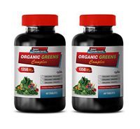 Immune System Natural Products - Organic Greens Complex 1350MG - Premium Dietary Supplement - Strawberry Supplement - 2 Bottles 120 Tablets