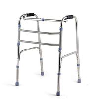 Goquik Elderly Walker Four Corners Four-Legged Walker Cane Stainless Steel Lightweight Folding Walker