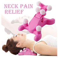 Wenini Cervical Spine Alignment Chiropractic Pillow and Head Pain Relief Back Massage Traction Device Support Relaxer, Neck Shoulder Relaxation Pillow, Improved Mobility (Pink)