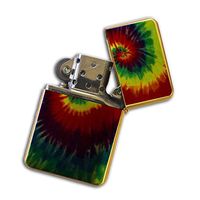 Gold Flip Top Refillable Windproof Lighter - Tie Dye Painting Lighter Gold