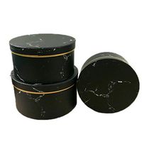 Debuy Florist Flowers Gifts Box 3 Pcs Florist Flowers Gifts Box Marble Pattern Round Packing Case for Wedding Party(Black)