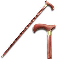 New! Men Fashionable Walking Eucalyptus Wood Cane 8 Styles Brown and Black Elephant Horse Derby Knob Curved Opera Styles Great Gift for a Loved One (Brown Derby Style Cane)