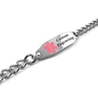 My Identity Doctor - Custom Engraved Medical Bracelet, 5mm 316L Steel for Kids and Adults - Small - Pink - Wrist Size 5 Inch