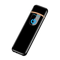 smallwoodi USB Lighter,USB Rechargeable Windproof Touch-Sensing Cigarette Lighter Collectible Men Gift Charging Lighter Black