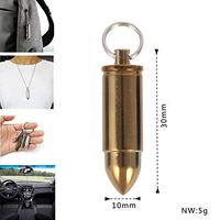Y-only Keychain Pill Holder Bullet Necklace, Titanium Mini Nitro Aspirin Pill Fob, Waterproof Outdoor Emergency Safety & Survival Pill Container, Lightweight and Non-Allergenic Camping Equipment,Gold