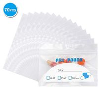 70 Pack Pill Bag Pouch, Big Reusable Plastic Pill Organizer Bags Size 4" X 2.75" 6 Mil, Portable Daily AM PM Medicine Storage Pouches to Hold Vitamin, Supplements, Medication, Pills (70)