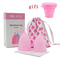 JACQUELINE 2 Menstrual Cups, Female Safety Cups, Folding Cups, Medical Leak-Proof, Anti-Penetration and Recyclable,Pink