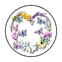 HotSaleStore Sticker Seals 48 Butterfly Heart!!! Envelope Seals Labels Stickers 1.2" Round