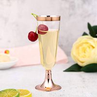 Efavormart 12 Pack Rose Gold Disposable 5 oz Plastic Champagne Flutes 2-Piece Rimmed Design With Detachable Base