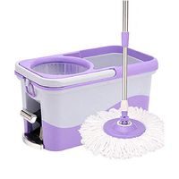 Foot Pedal Microfiber Spin Mop with 2 Pcs Microfiber Mop Heads Stainless Steel Bucket and Telescopic Pole QAZWSX-tb