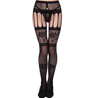 ieasysexy Womens Black Fishnet Lace Tights Suspender Pantyhose Stretchy Thigh-High Stockings Anti-Slip and Durable Stockings