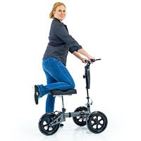 Titan Folding Steerable Knee Walker All-Terrain 12" Flat-Free Tires with Hand Brake - Hammertone Grey Color